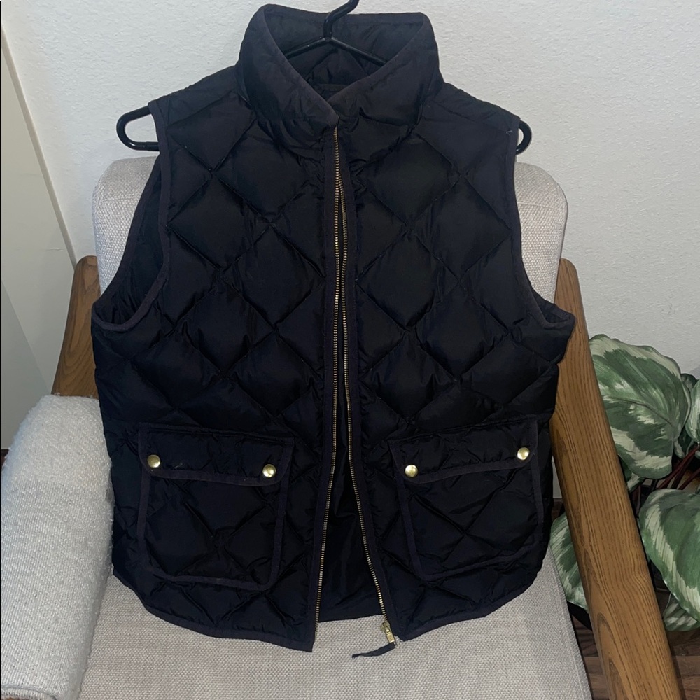 J Crew Quilted Black Puffer Vest - Women's Sleeveless Jacket